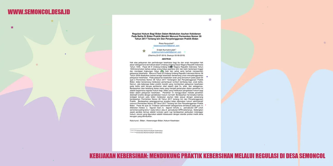 Kebijakan Kebersihan: Mendukung Praktik Kebersihan Melalui Regulasi di Desa Semoncol