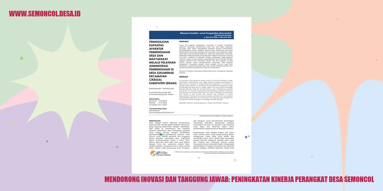 Mendorong Inovasi dan Tanggung Jawab: Peningkatan Kinerja Perangkat Desa Semoncol