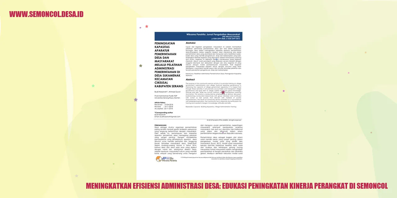 Meningkatkan Efisiensi Administrasi Desa: Edukasi Peningkatan Kinerja Perangkat di Semoncol